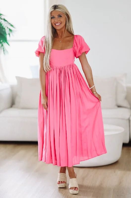 Beachside Romance Midi Dress - Pink