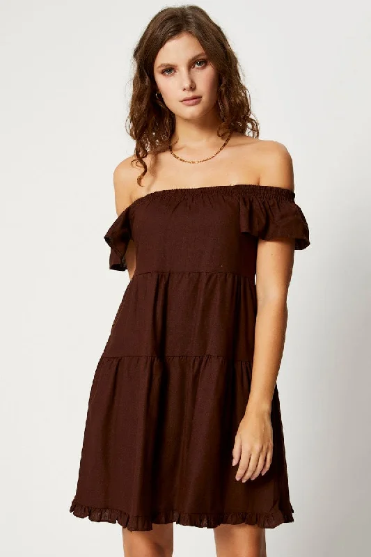 Black Tiered Smock Dress