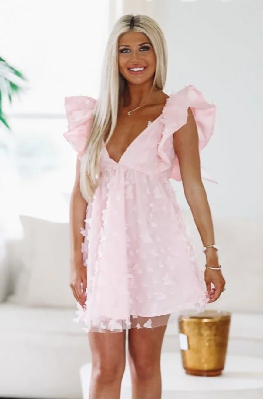 Butterfly Gardens Mini Dress - Pink