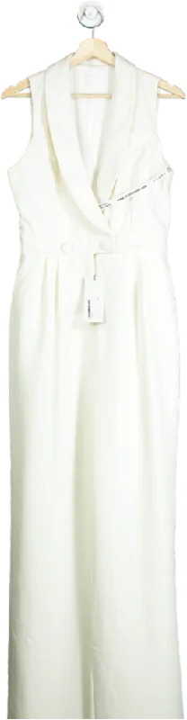 Club L London White Endure Tall White Tailored Sleeveless Wide-Leg Jumpsuit UK 10