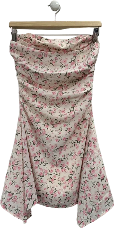 Fashion Nova Pink Floral Dress UK S