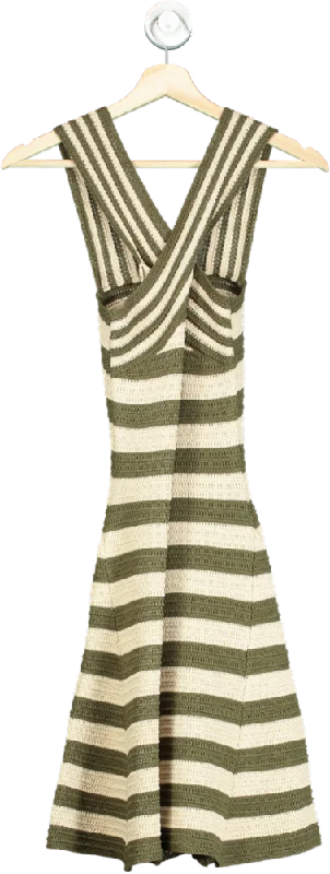 Karen Millen Green and White Striped Knit Dress UK XS