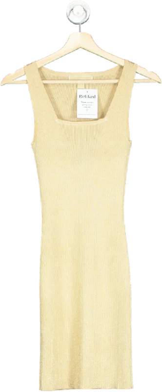 Michael Kors Gold Sleeveless Ribbed Dress UK XS