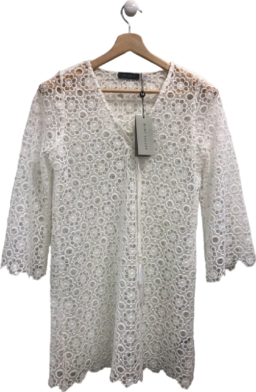 Mint Velvet White Crochet Lace Dress UK S