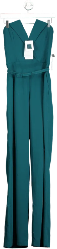 Nadine Merabi Teal Strapless Jumpsuit UK 8