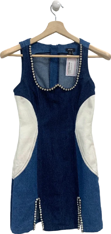 Nasty Gal Blue Rhinestone Denim Dress UK 6