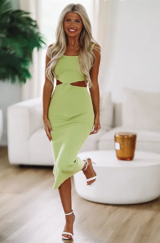 Need Your Loving Knit Midi Dress - Lime