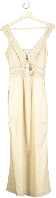 Never Fully Dressed Cream Stone Linen Mimi Dress UK 6