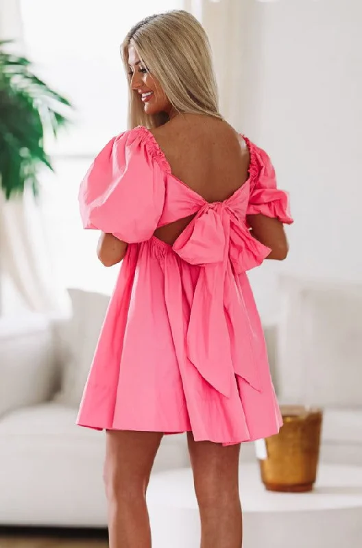 Paint The Town Pink Babydoll Mini Dress - Pink