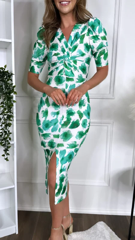 Robyn Green Printed Knot Detail Midi Dress