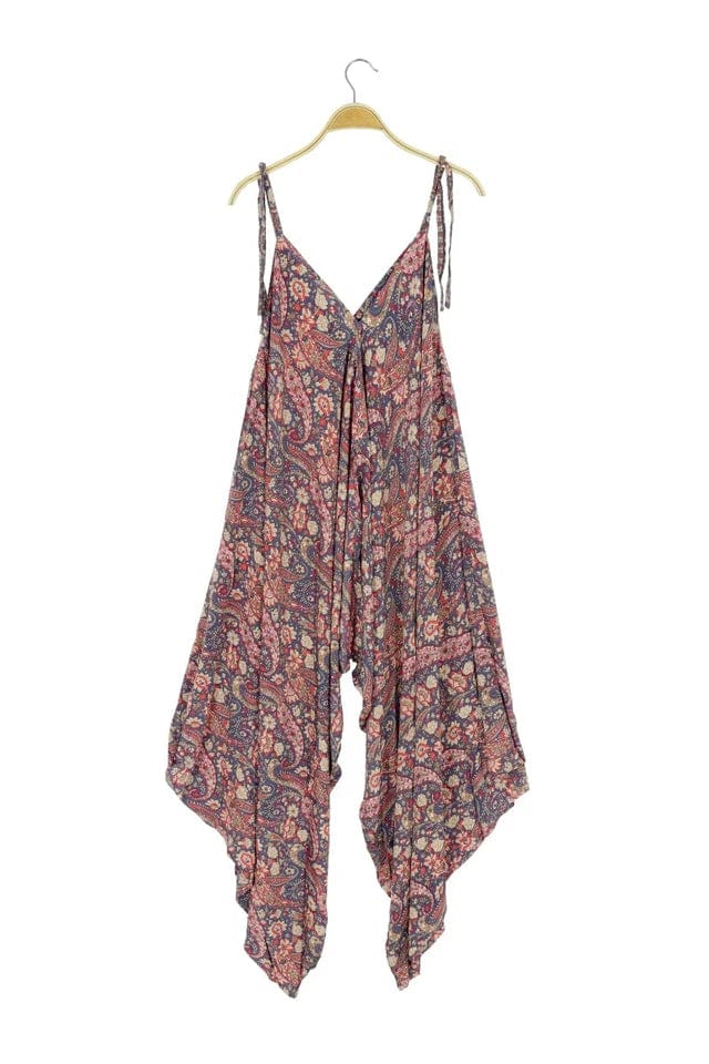 Tie Shoulder Printed Jumpsuit - Horseshoe Bay