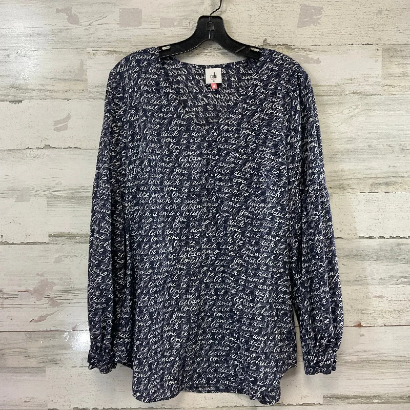 Blouse Long Sleeve By Cabi In Navy, Size: M