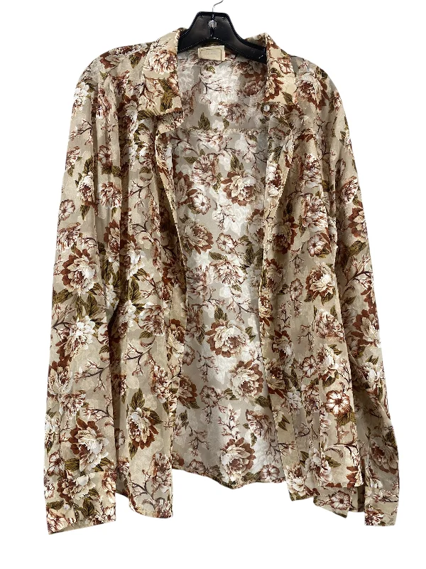 Blouse Long Sleeve By Clothes Mentor In Floral Print, Size: M