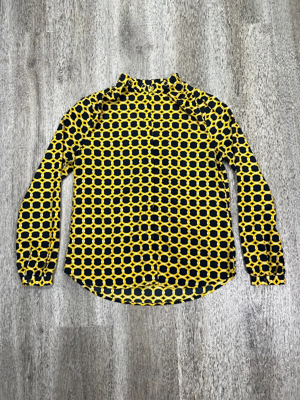 Blouse Long Sleeve By Michael By Michael Kors In Blue & Yellow, Size: S