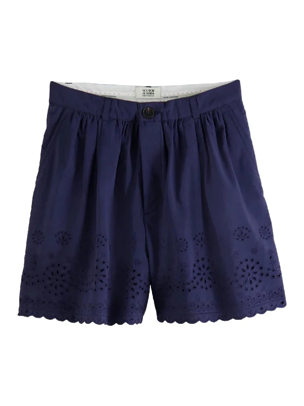 Broderie Anglaise Shorts In Navy