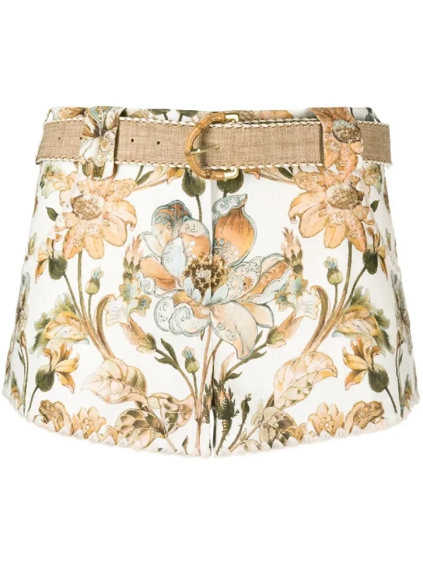 Chintz Short In Ivory Daisy Floral