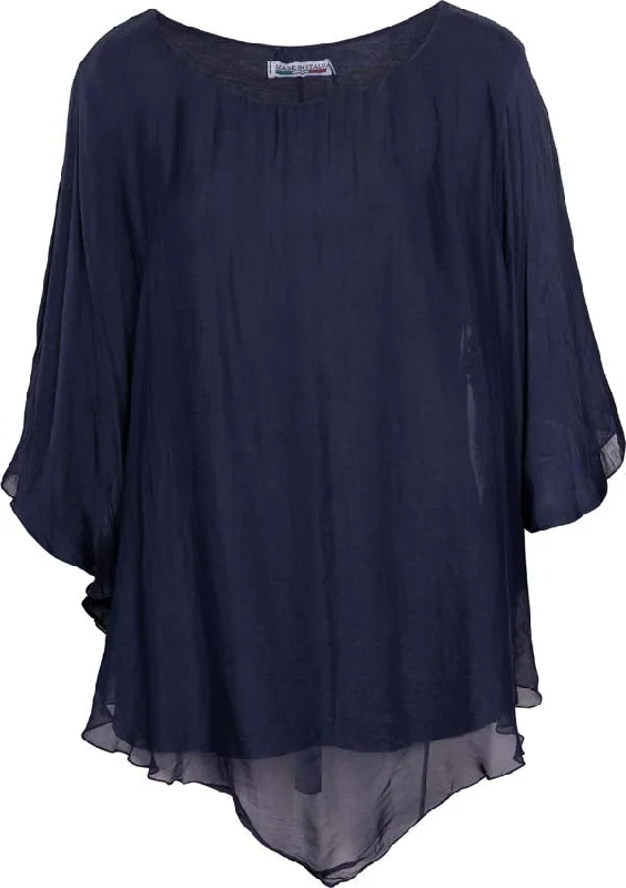 M Made in Italy - Women's Layered Silk Cape Top Plus Size