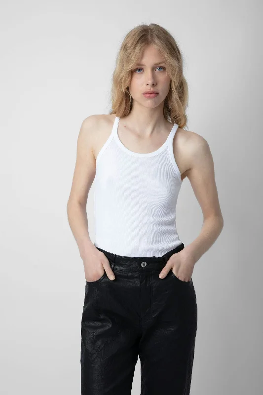 Alba Wing Tank Top - White