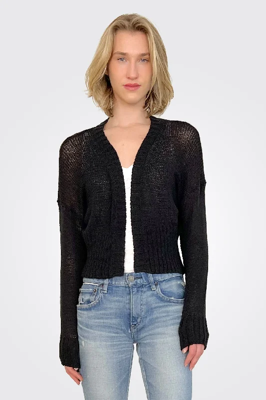 Jac Cropped Knit Cardigan - Black