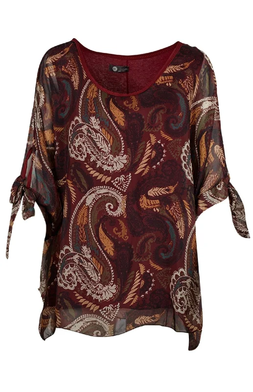 M Made in Italy - Paisley Tie Sleeve Tunic Plus Size