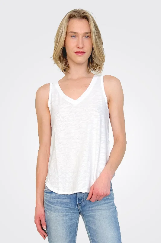 V Neck Tank - White