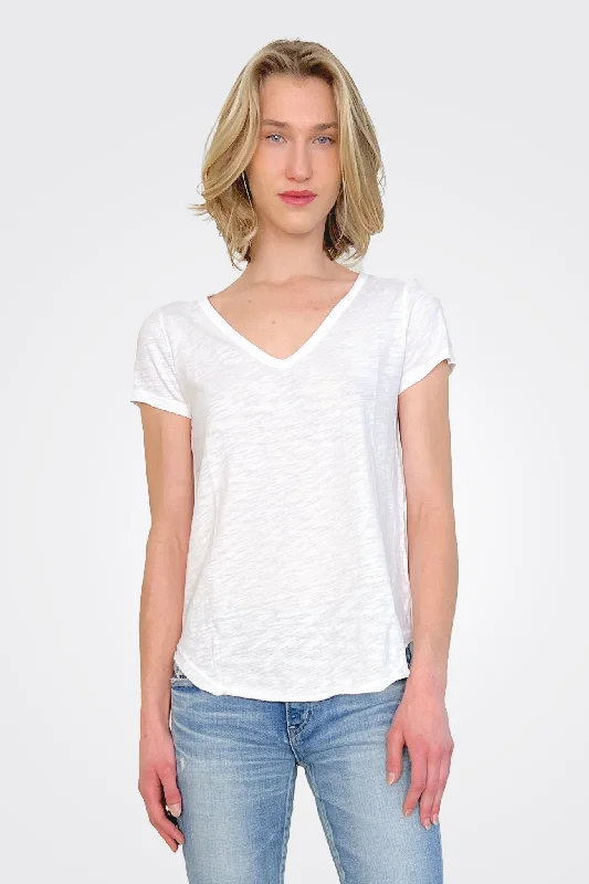 V Neck Tee - White