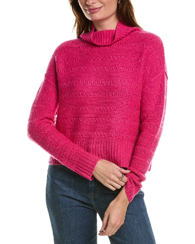 Forte Cashmere Crop Textured Mock Neck Wool & Cashmere-Blend Sweater