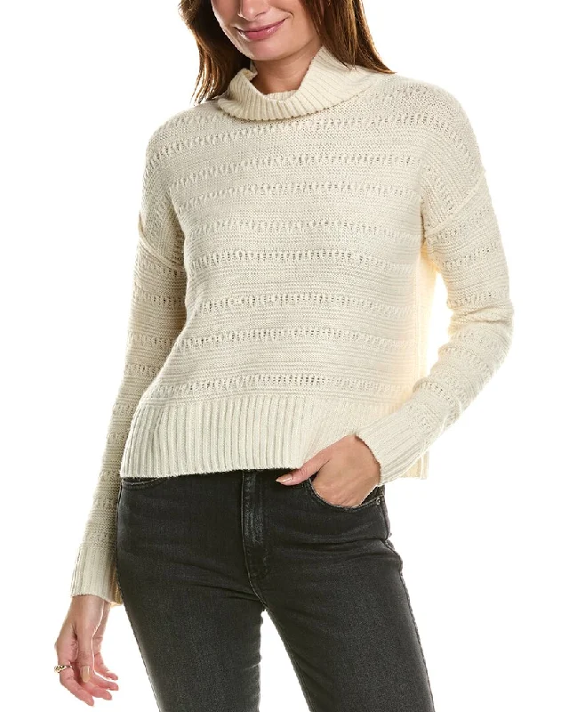 Forte Cashmere Crop Textured Mock Neck Wool & Cashmere-Blend Sweater