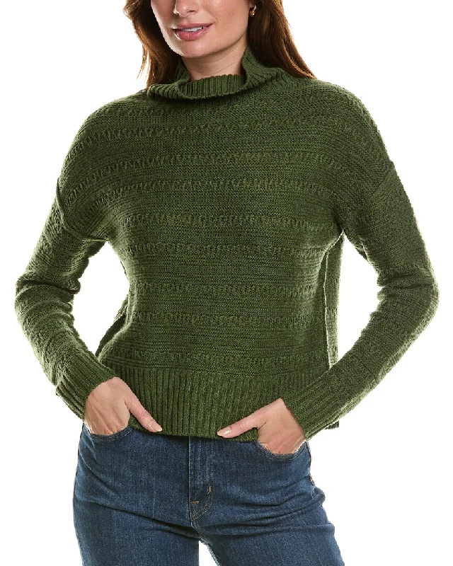 Forte Cashmere Crop Textured Mock Neck Wool & Cashmere-Blend Sweater