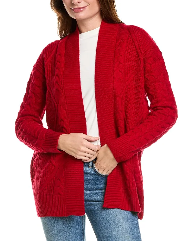 Forte Cashmere Luxe Cable Wool & Cashmere-Blend Cardigan