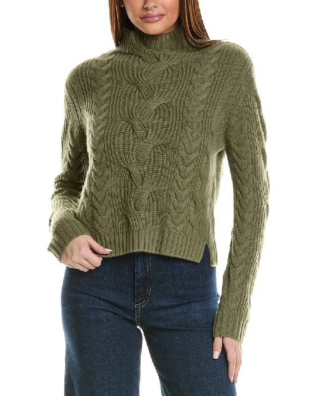 Hannah Rose Chunky Cable Funnel Neck Wool & Cashmere-Blend Sweater