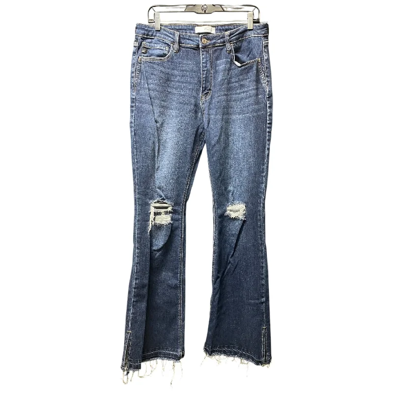 Jeans Flared By Kancan In Blue Denim, Size: 14