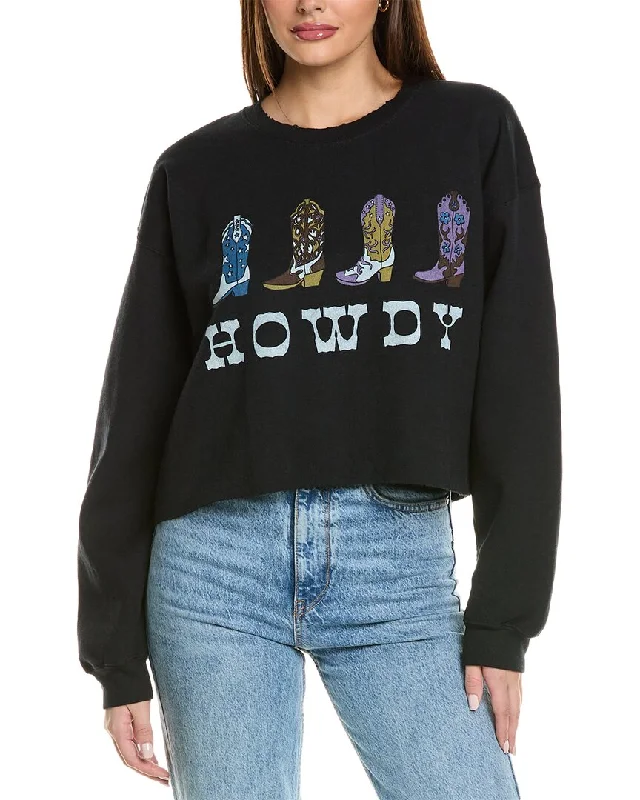 Project Social T Howdy Boots Raw Edge Sweatshirt