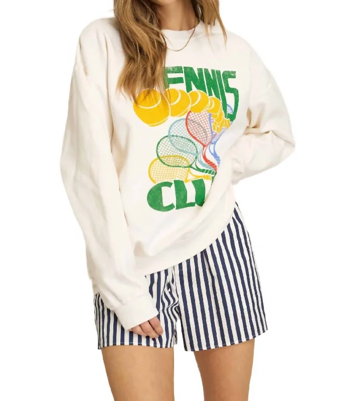 Tennis Club Oversized Sweatshirt In Snowflake