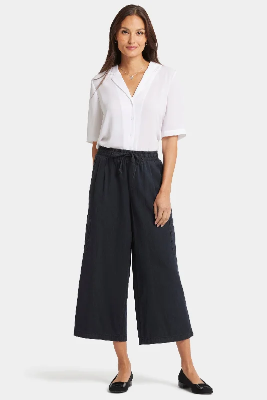 Whitney Crop Pull-On Cargo Pants  - Overdye Black