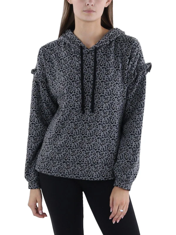 Womens Ruffled Long Sleeve Hoodie