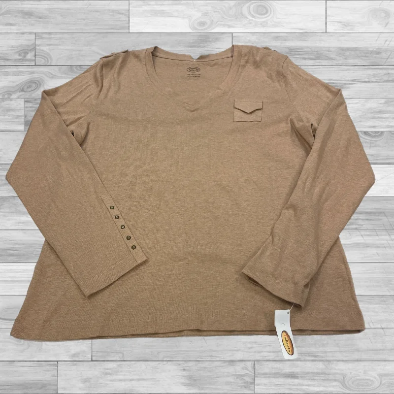 Top Long Sleeve Basic By Talbots In Brown, Size: Xl