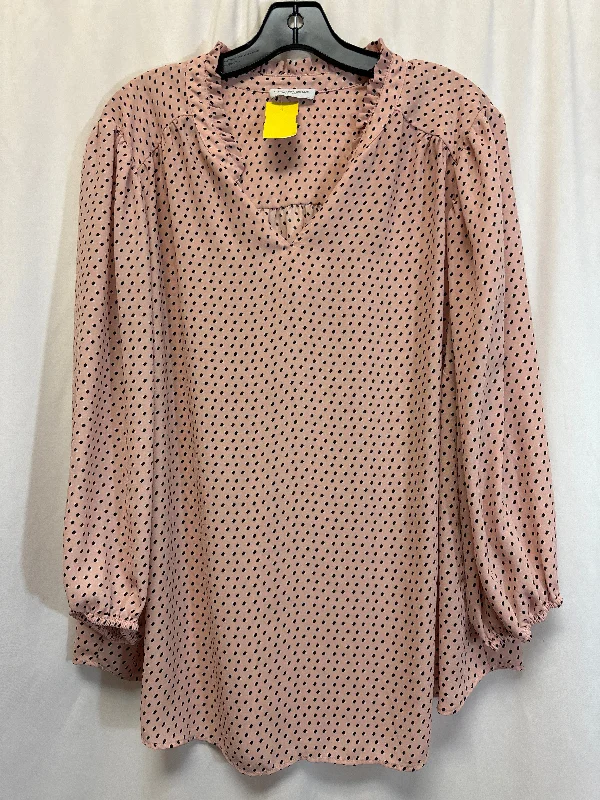 Top Long Sleeve By Carolina Belle In Peach, Size: 1x