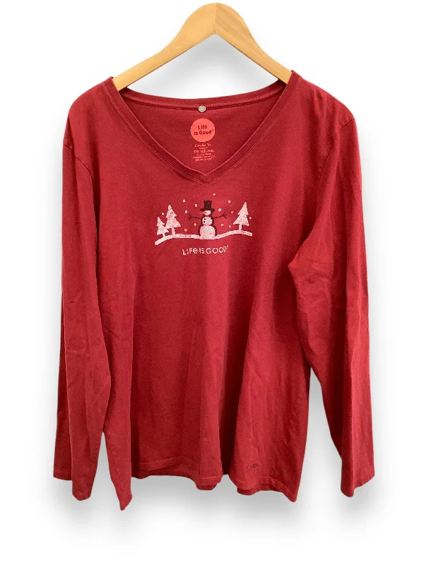 Top Long Sleeve By Life Is Good In Red, Size: Xxl