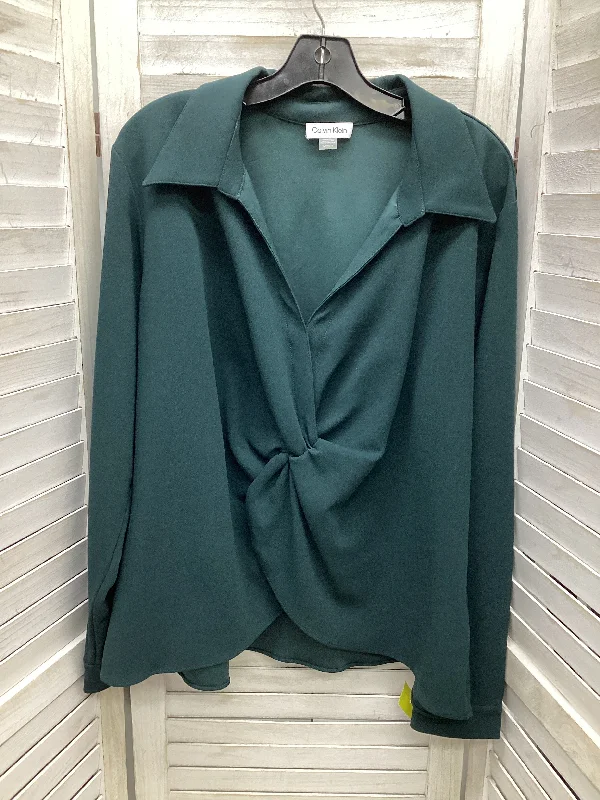 Top Long Sleeve Designer By Calvin Klein In Green, Size: 2x