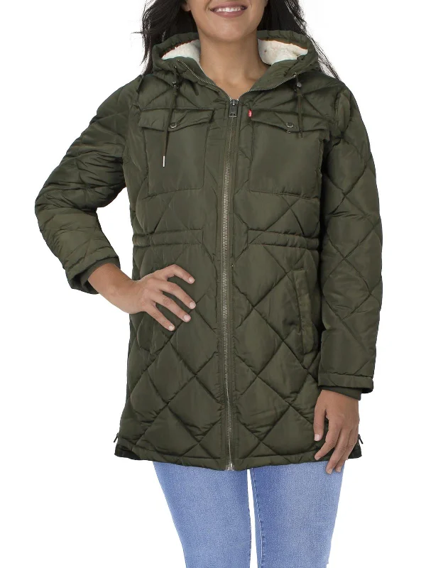 Plus Womens Shearling Puffer Parka Coat