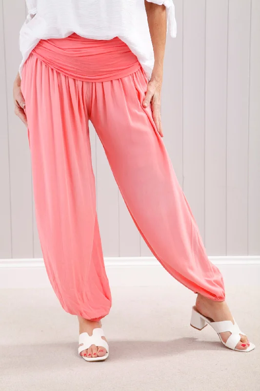 Plain Harem Pants Light Coral