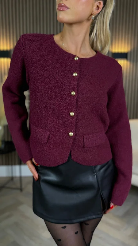 Missy Burgundy Button Down Cardigan (PRE ORDER)