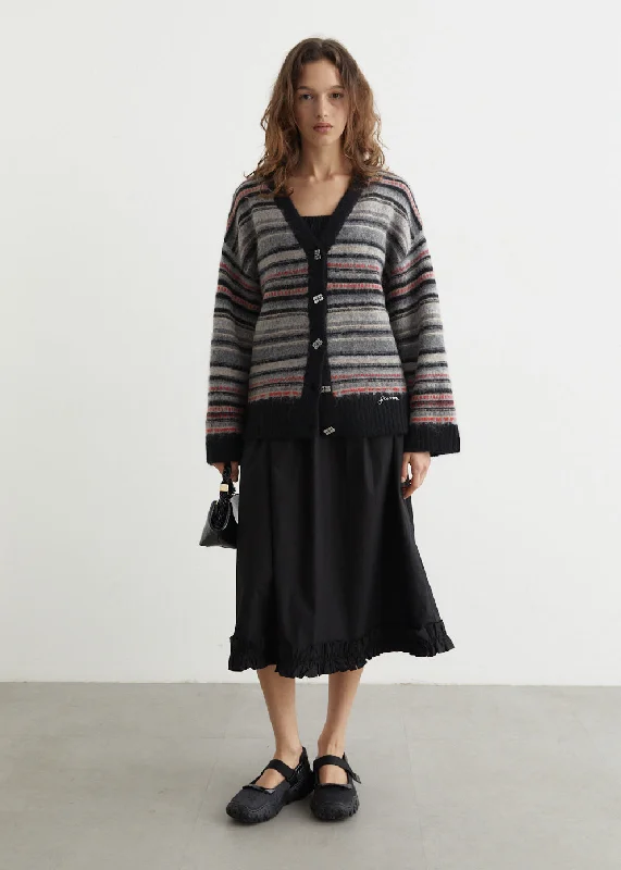 Soft Wool Stripe Boxy Cardigan