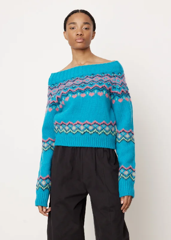 Tako Nordic Off-Shoulder Knit Top